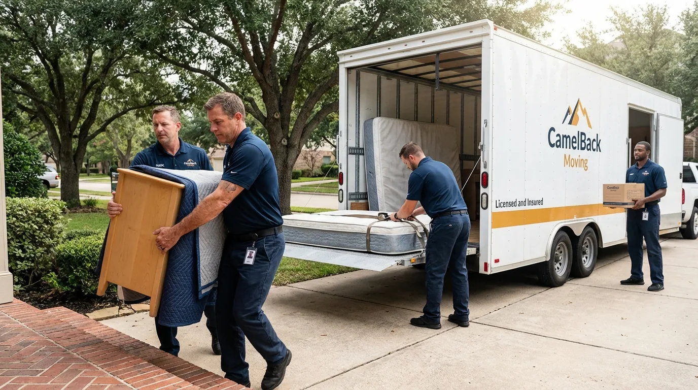 Crew loading residential truck for cross-state move from Solomons, MD