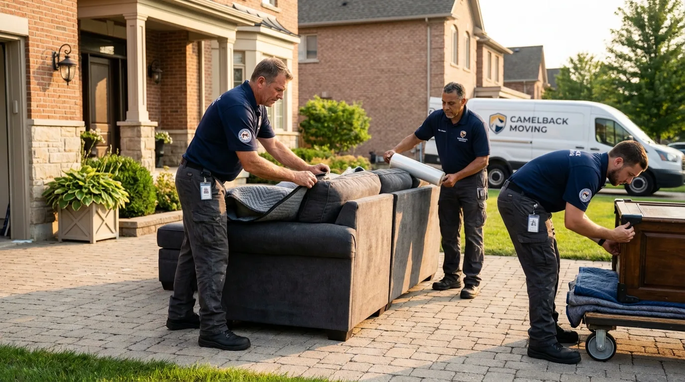 Large estate moving crew wrapping furniture in Solomons, MD